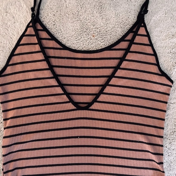 Forever 21 brown and black striped tank bodysuit, size L - Picture 2 of 7
